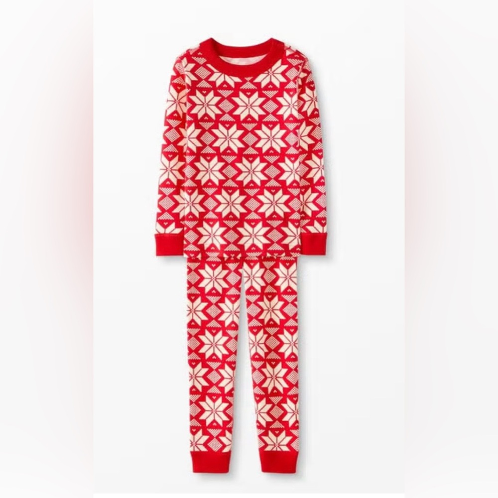 NWT 4T Hanna Andersson Scandi Red Snowflake Pajamas Set
